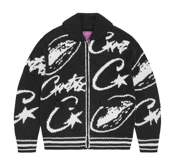 Corteiz VVS Jacquard Knit Zip Black