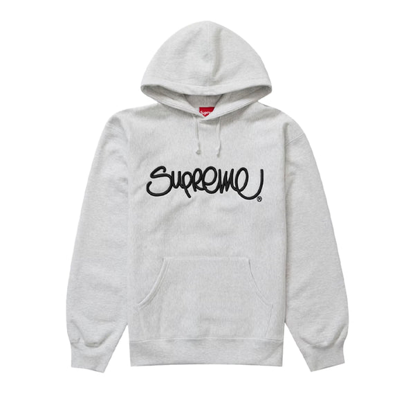 Supreme Raised Handstyle Hooded Sweatshirt Ash Grey