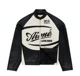 Aime Leon Dore Leather Café Racer Jacket Black/White