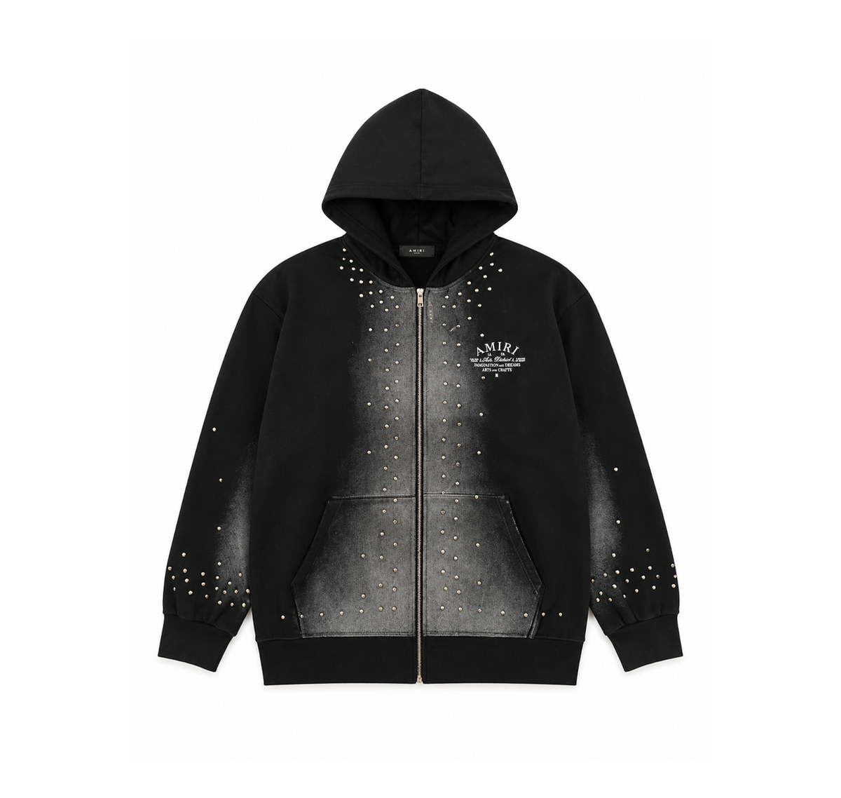 Amiri Zip Hoodie “Black Wash Studded Logo”