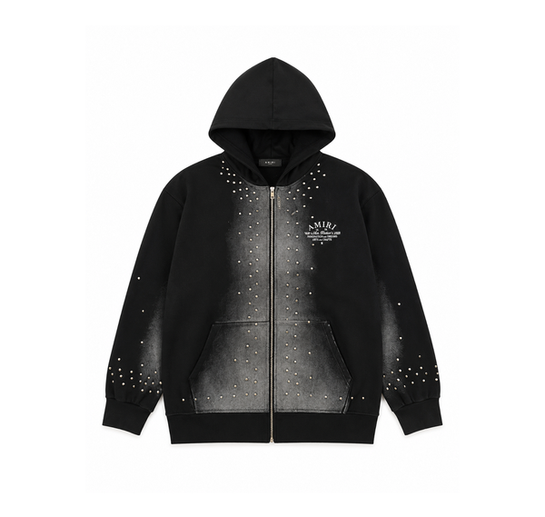 Amiri Zip Hoodie “Black Wash Studded Logo” - sneakers y ropa en Colombia