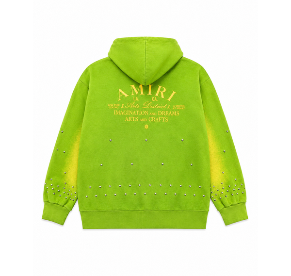 Amiri Zip Hoodie “Lime Green Studded Logo” - vista alterna
