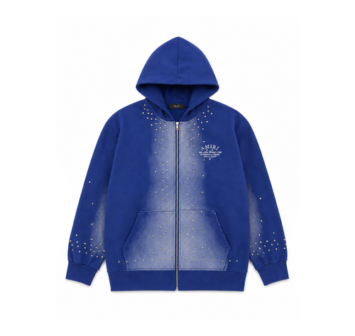 Amiri Zip Hoodie “Royal Blue Studded Logo”