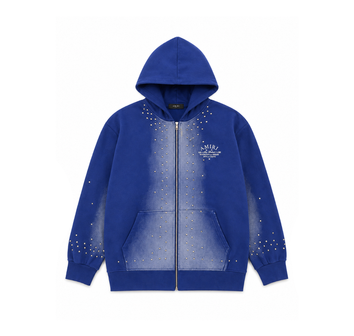 Amiri Zip Hoodie “Royal Blue Studded Logo”