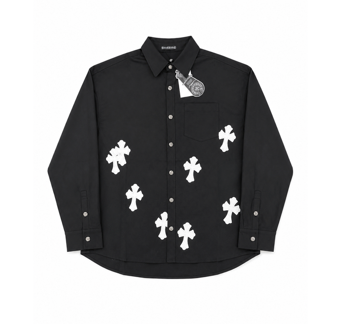 Chrome Hearts Long Sleeve Shirt “Black White Cross Patch”