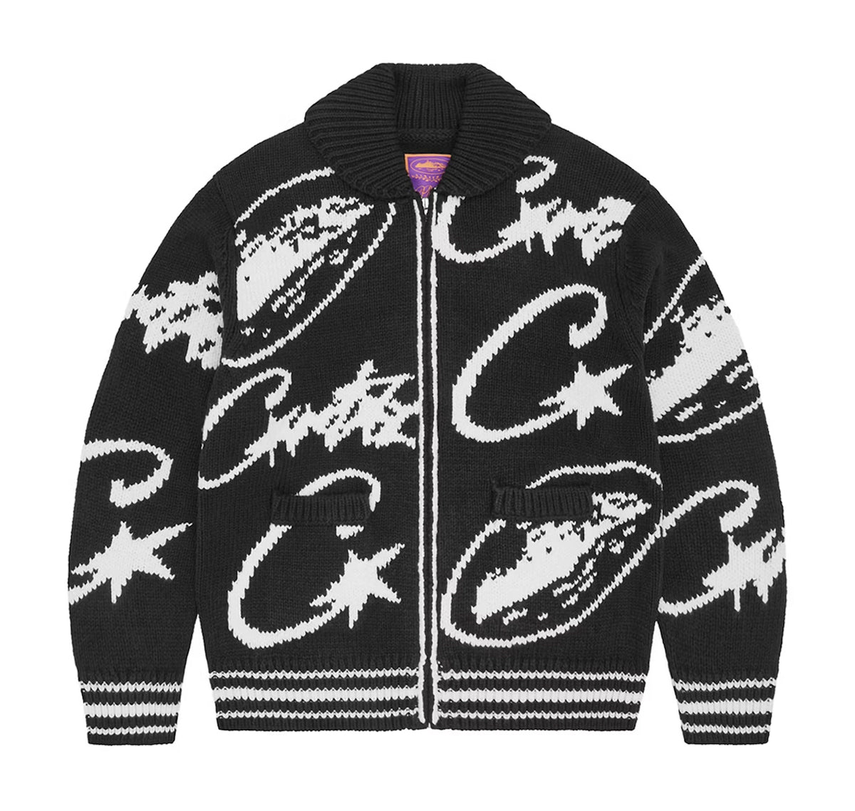 Corteiz VVS Jacquard Knit Zip Black