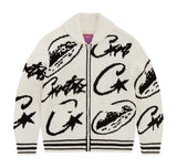 Corteiz VVS Jacquard Knit Zip White