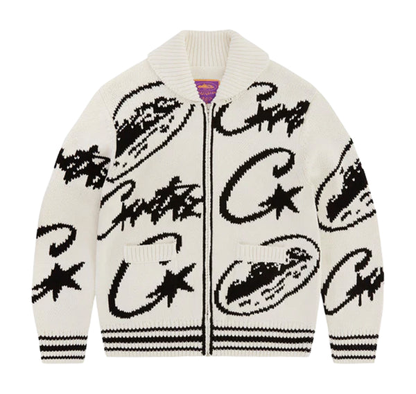 Corteiz VVS Jacquard Knit Zip White