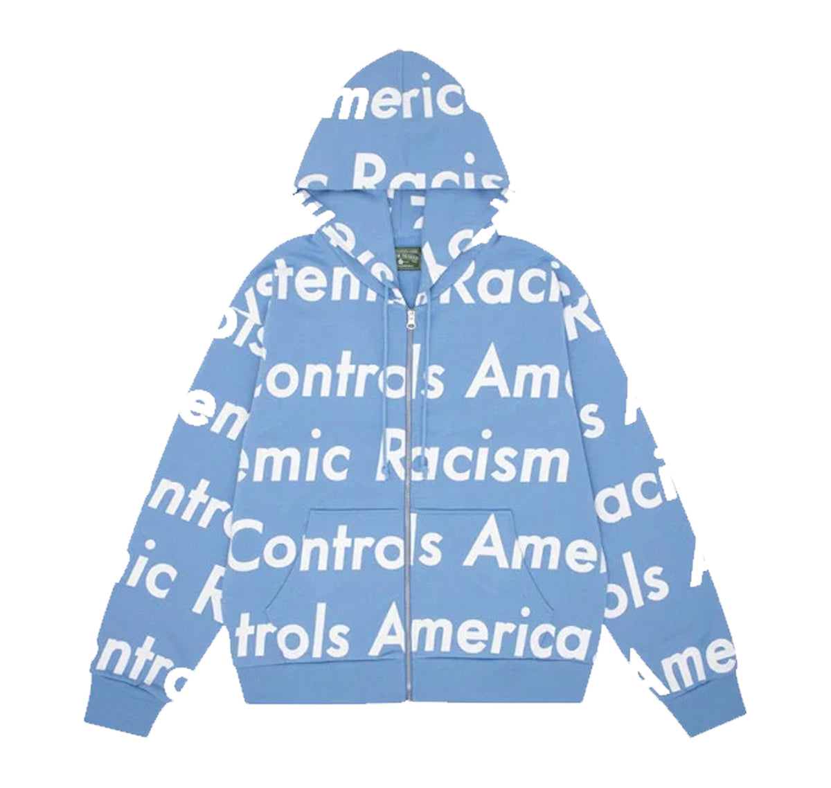 Denim Tears x Arthur Jafa Systemic Racism Controls America Zip Up Hoodie Dusty Blue