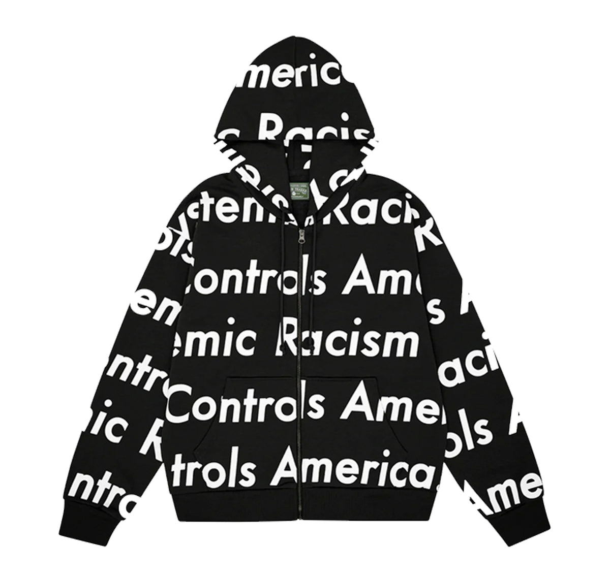 Denim Tears x Arthur Rafa Systemic Racism Controls America Zip Up Hoodie Black