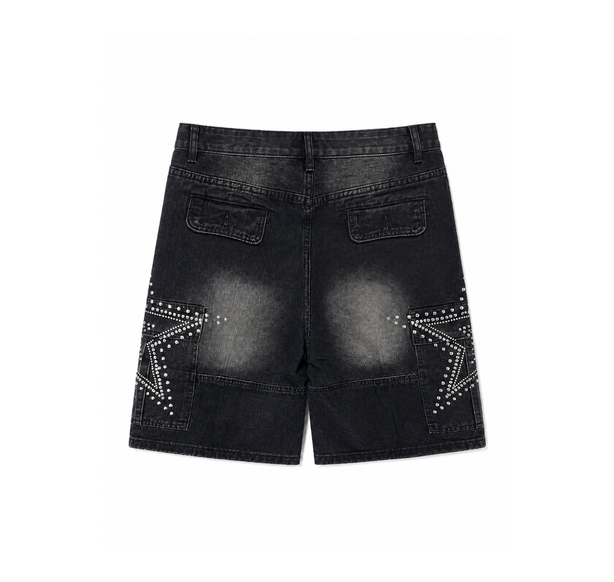 Denim Shorts “Washed Black Rhinestone Stars”