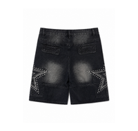 Denim Shorts “Washed Black Rhinestone Stars” - foto 2
