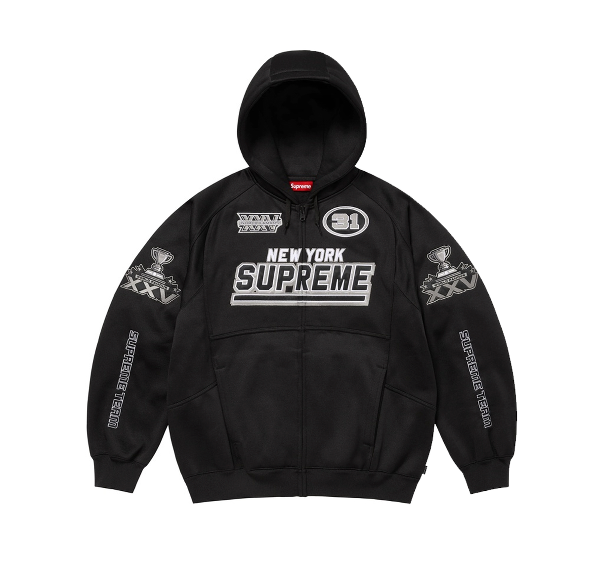 Supreme Football Zip Up Hooded Sweatshirt Black