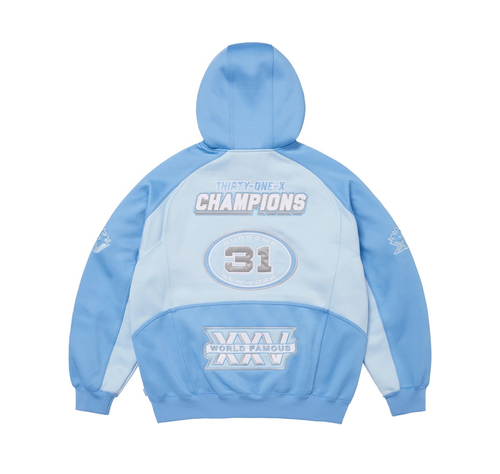 Supreme Football Zip Up Hooded Sweatshirt Blue