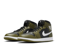 Jordan 1 Mid Black White Olive