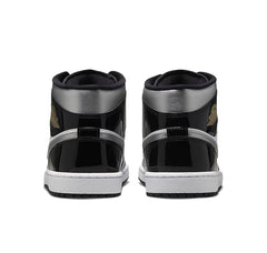 Jordan 1 Mid SE Patent Black White Metallic Silver Metallic Gold