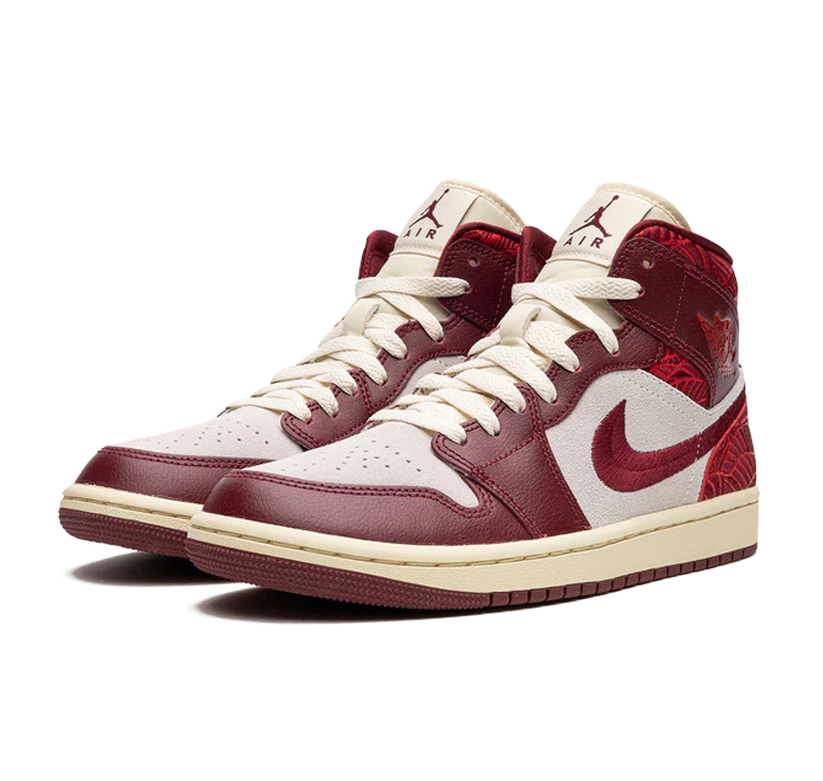Air Jordan 1 Mid Tiki Leaf Team Red