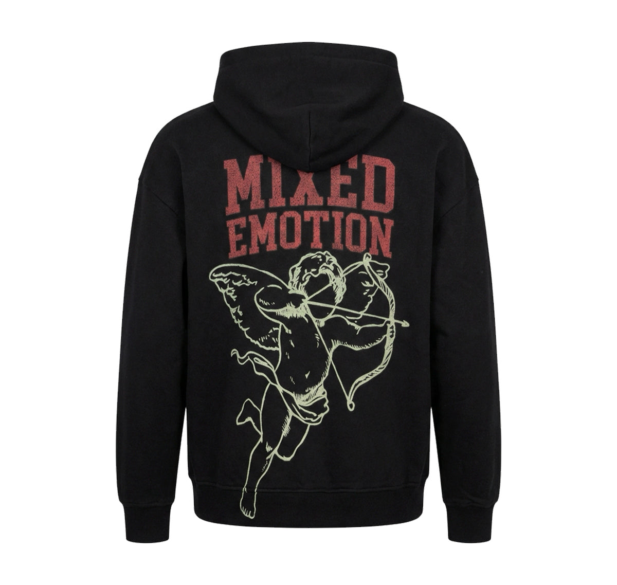Mixed Emotion Cupid Graphic Zip Hoodie “Black”