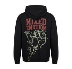Mixed Emotion Cupid Graphic Zip Hoodie “Black”