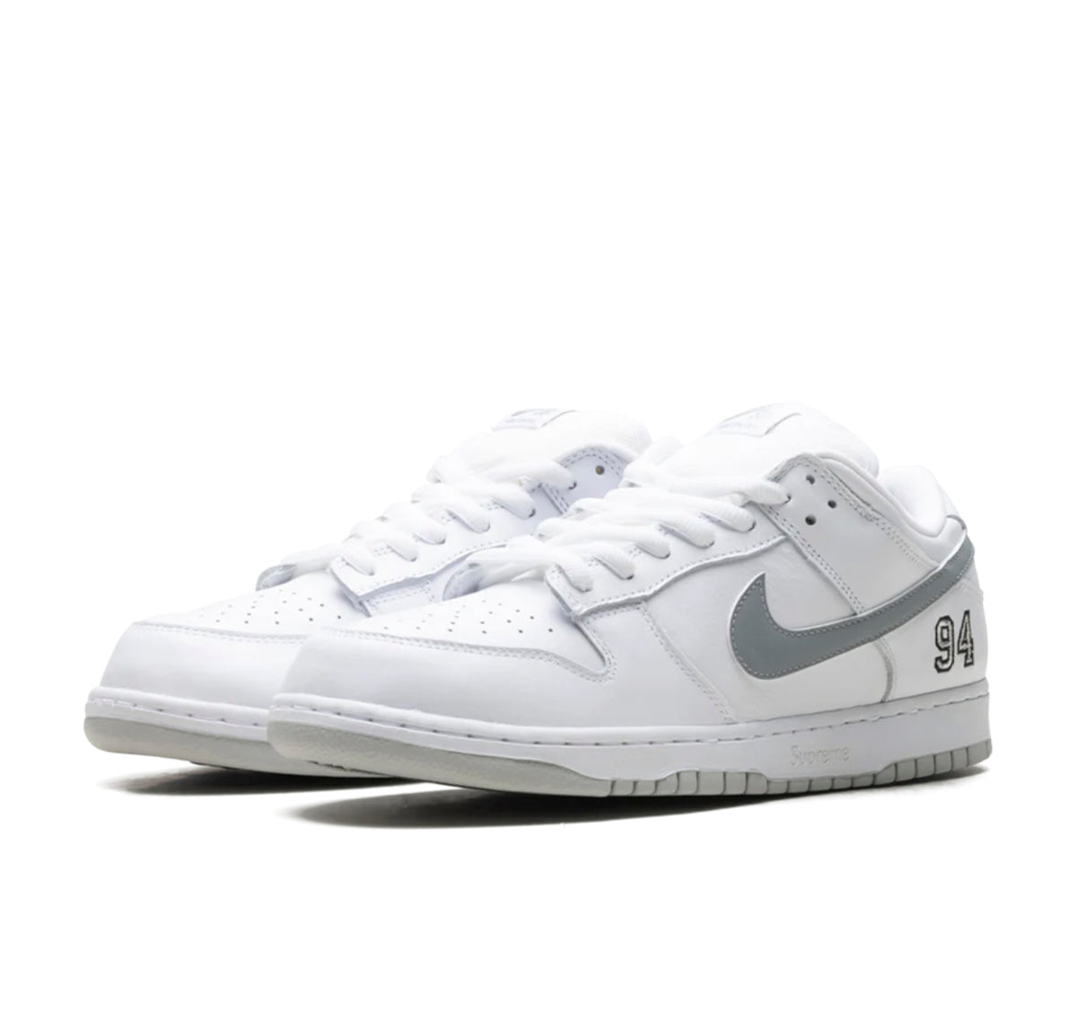 Nike SB Dunk Low "Supreme 94 White Metallic Silver"