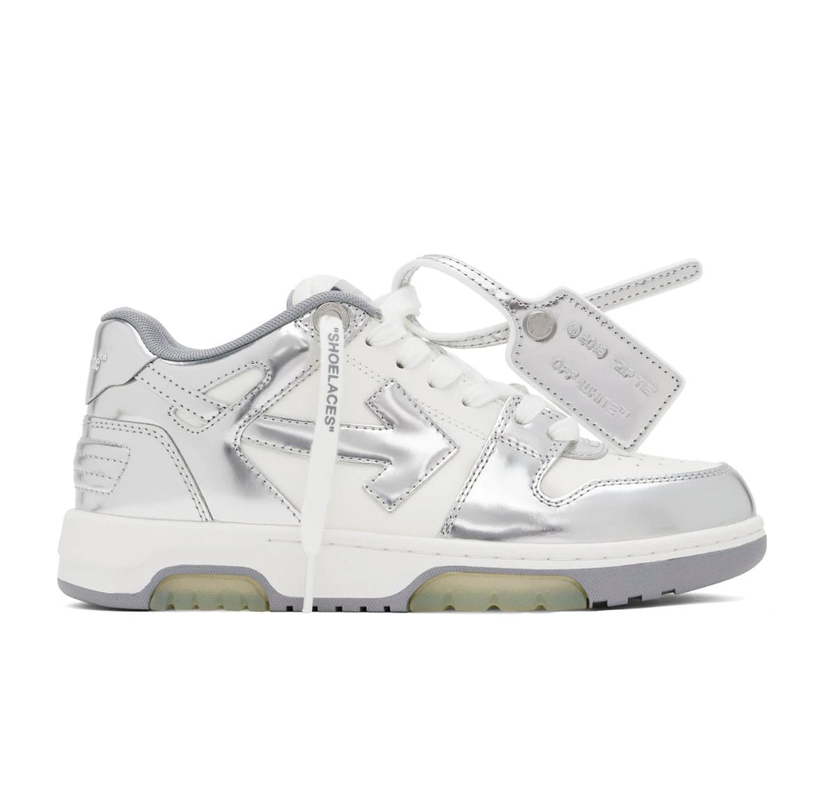 OFF-WHITE Out Of Office OOO Low Tops Silver White