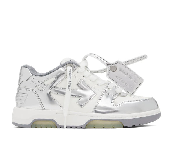 OFF-WHITE Out Of Office OOO Low Tops Silver White