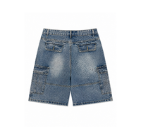 Purple Brand Denim Cargo Shorts “Light Wash Rhinestone Crosses” - foto 2