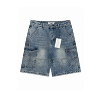 Purple Brand Denim Cargo Shorts “Light Wash Rhinestone Crosses” - foto 1
