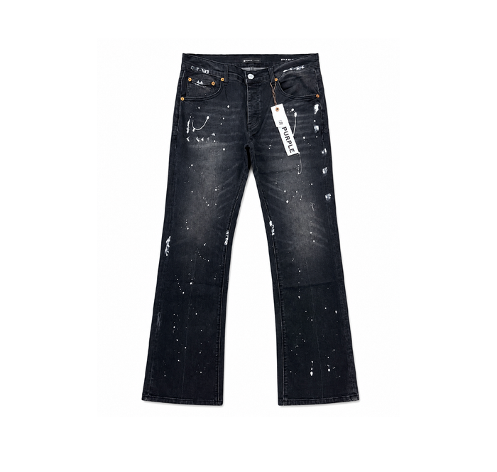Purple Brand Wide Leg Jeans “Black Wash Paint Splatter”
