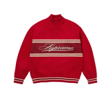 Supreme Script Stripe Half Zip Sweater Red
