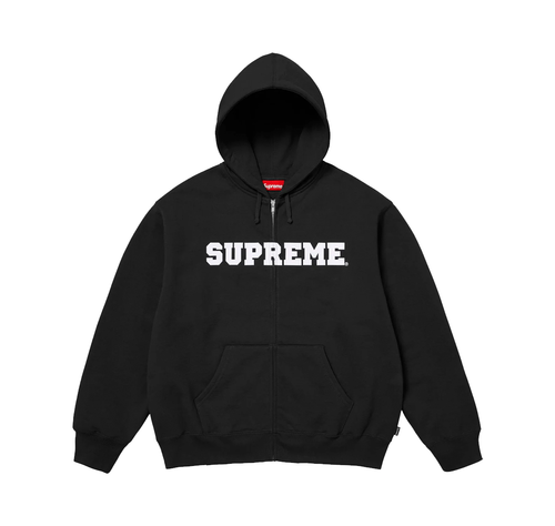 Supreme Collegiate Applique Zip Up Hooded Sweatshirt Black