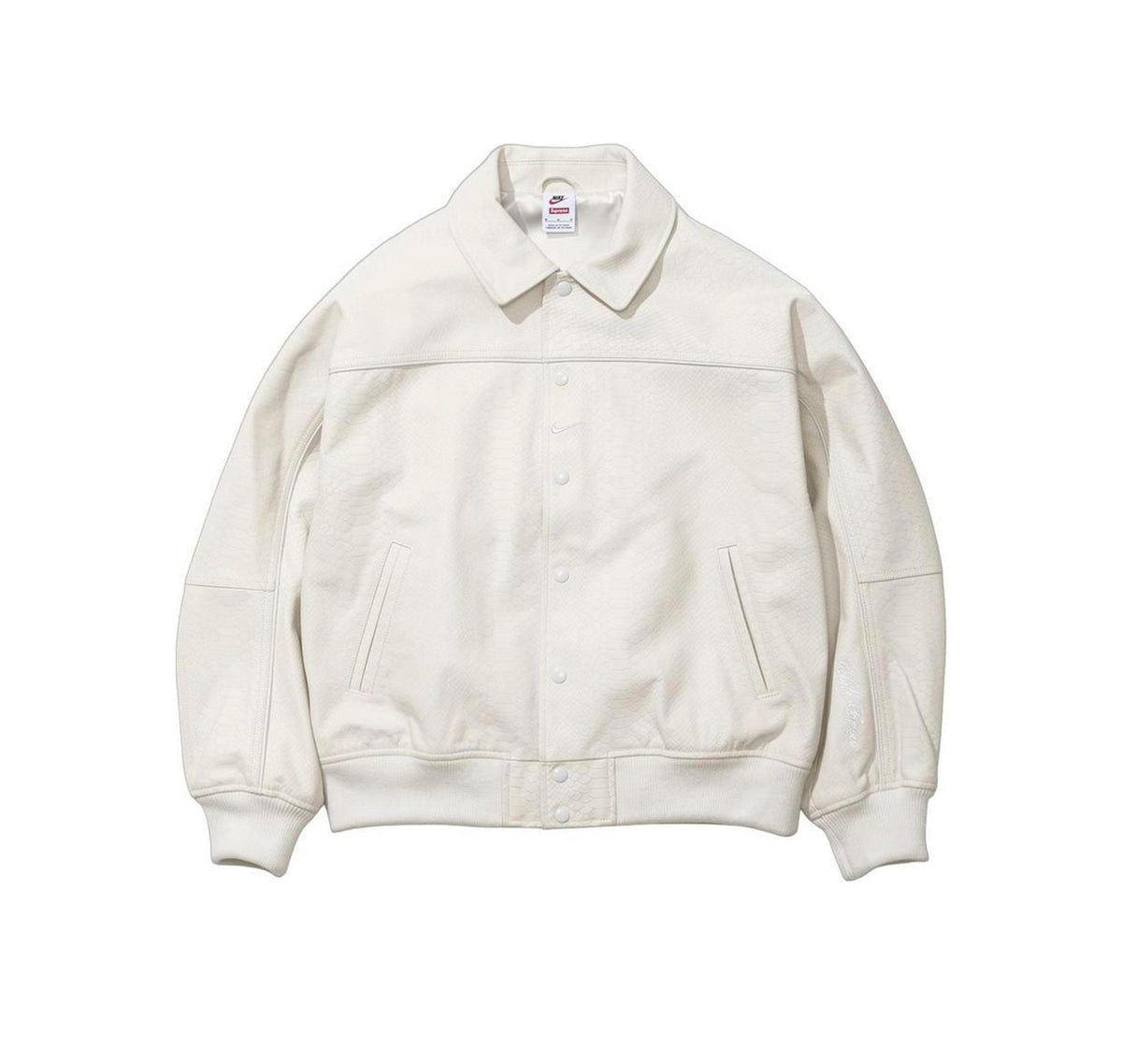 Supreme Nike Leather Varsity Jacket White