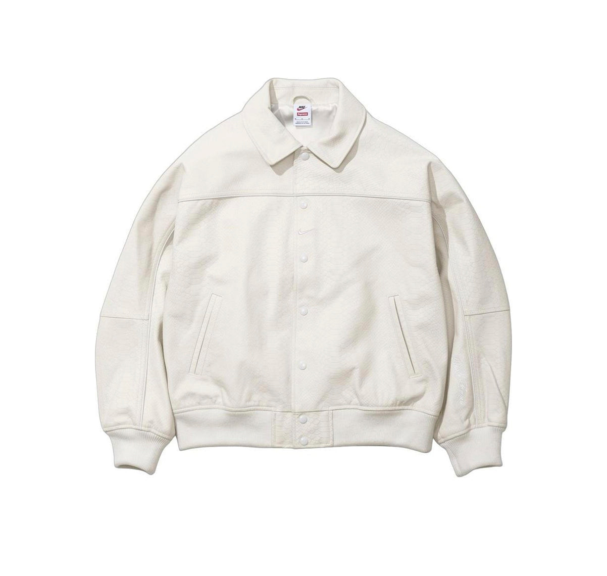 Supreme Nike Leather Varsity Jacket White