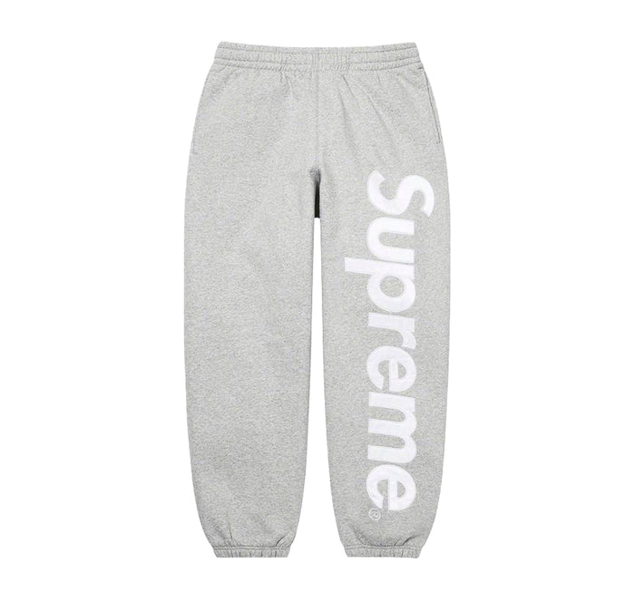 Supreme Satin Appliqué Sweatpant Heather Grey