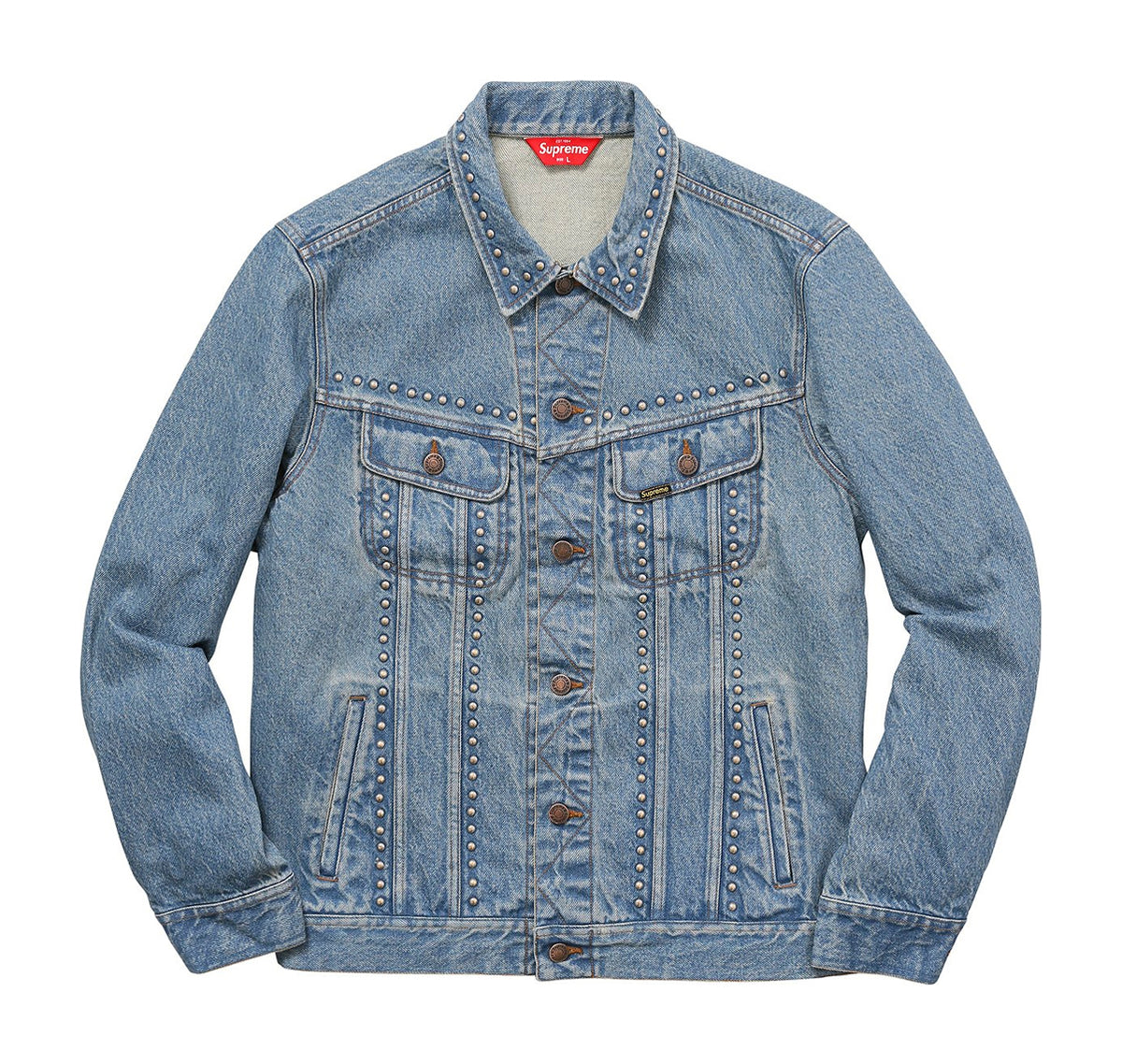 Supreme Studded Denim Trucker Jacket Blue