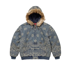 Supreme Bandana Jacquard Denim Hooded Work Jacket