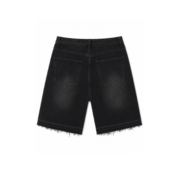Valley Denim Shorts “Black Wash Rhinestone Logo” - vista alterna