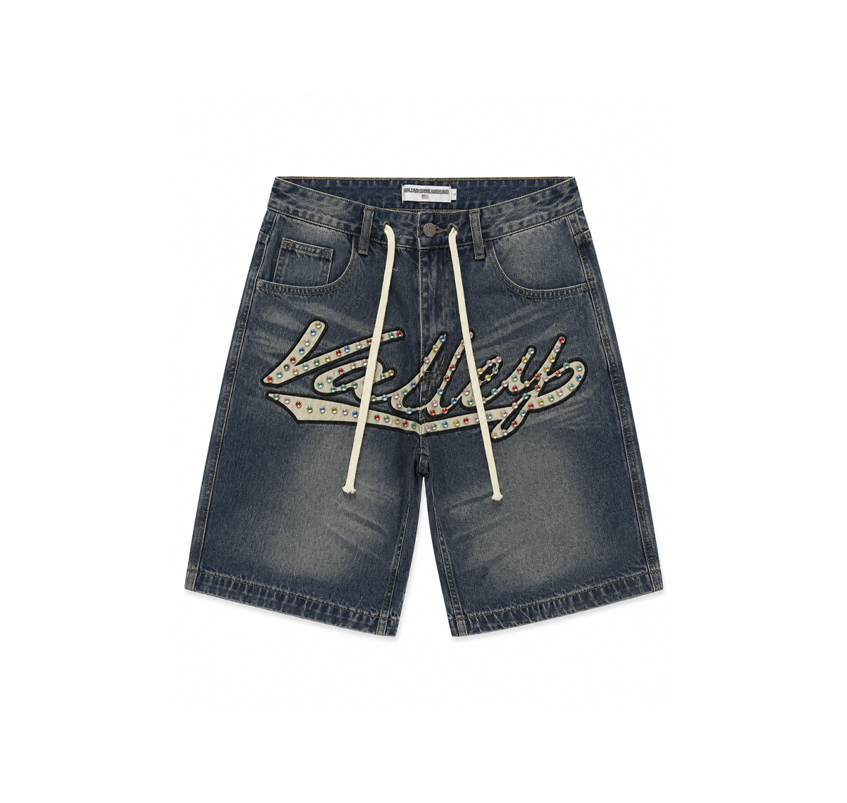 Valley Denim Shorts “Vintage Blue Rhinestone Logo” - comprar en Colombia con envío gratis