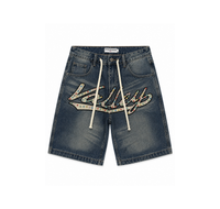Valley Denim Shorts “Vintage Blue Rhinestone Logo” - foto 1