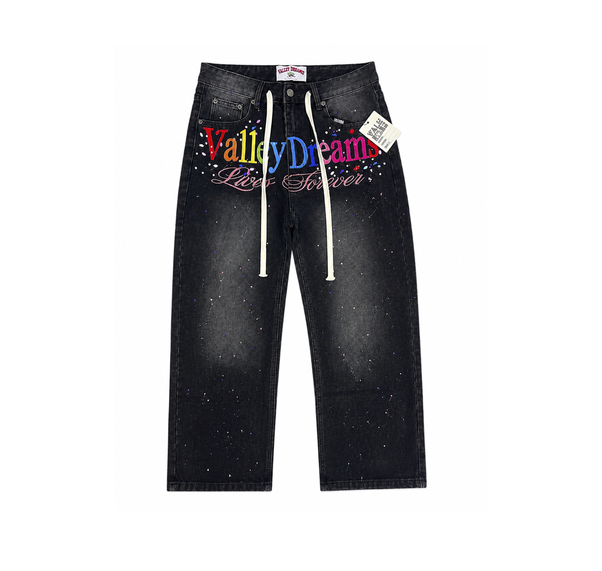 Valley Dreams Wide Leg Jeans “Black Wash Paint Splatter” - comprar en Colombia con envío gratis