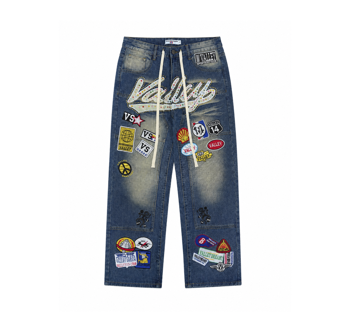Valley Dreams Wide Leg Jeans “Vintage Blue Patchwork” - comprar en Colombia con envío gratis