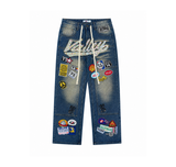 Valley Dreams Wide Leg Jeans “Vintage Blue Patchwork”