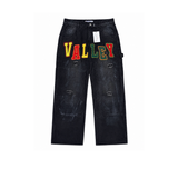 Valley Wide Leg Jeans “Black Wash Varsity Patch”