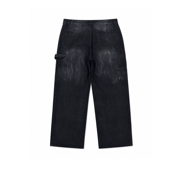 Valley Wide Leg Jeans “Black Wash Varsity Patch” - vista alterna