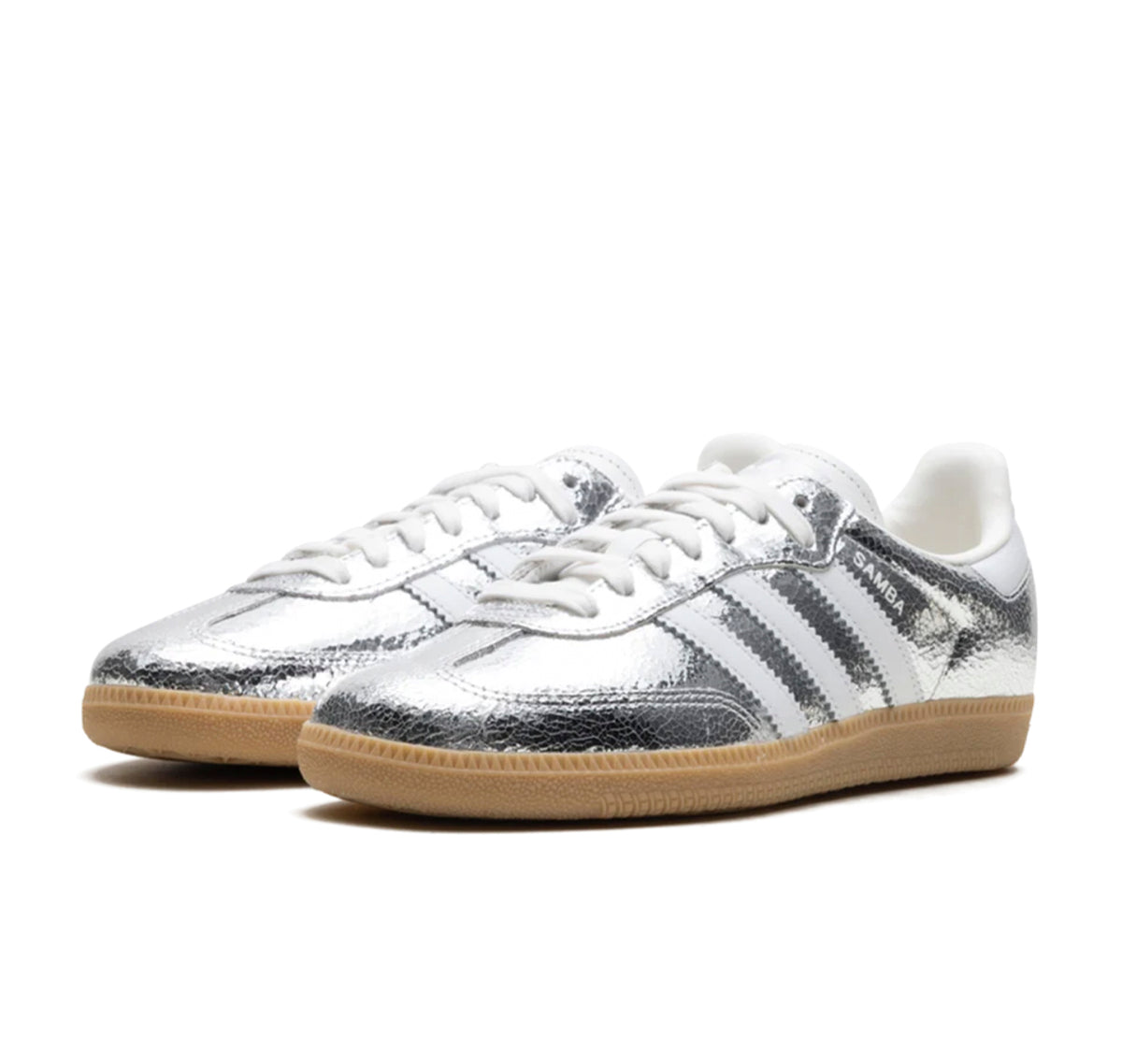 adidas Samba OG Silver Metallic Cracked Leather