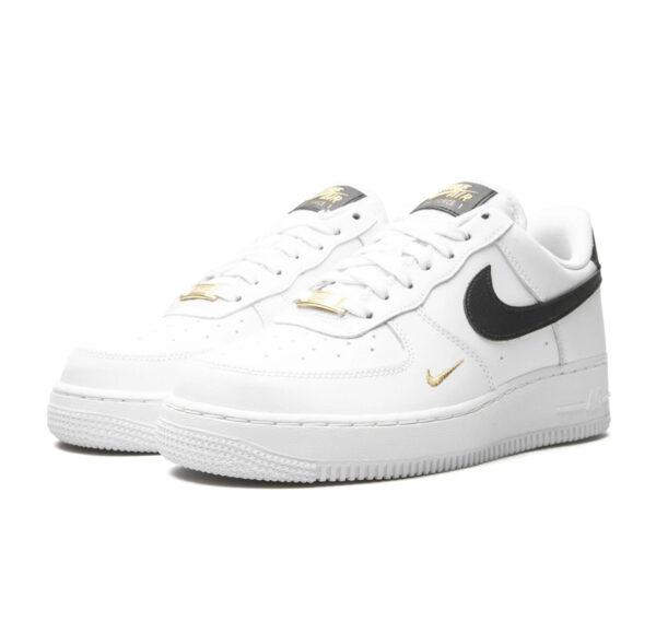 Nike Air Force 1 Low 07 Essential White Black Gold Mini Swoosh