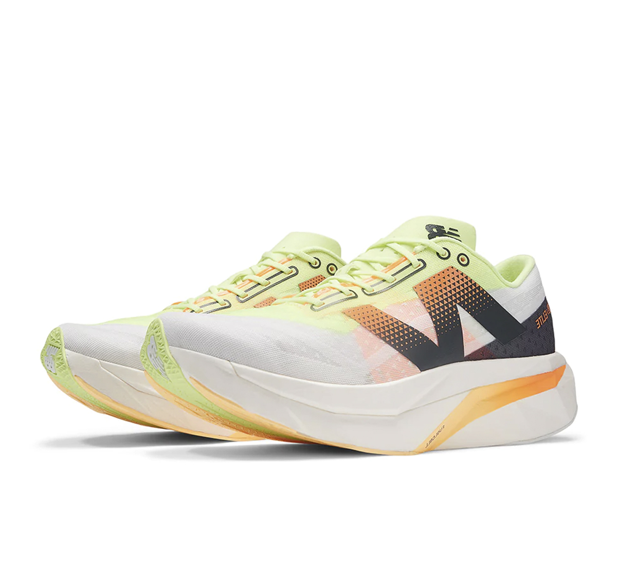 New Balance FuelCell SuperComp Elite v4 White Bleached Lime Glo Hot Mango - Imagen 2
