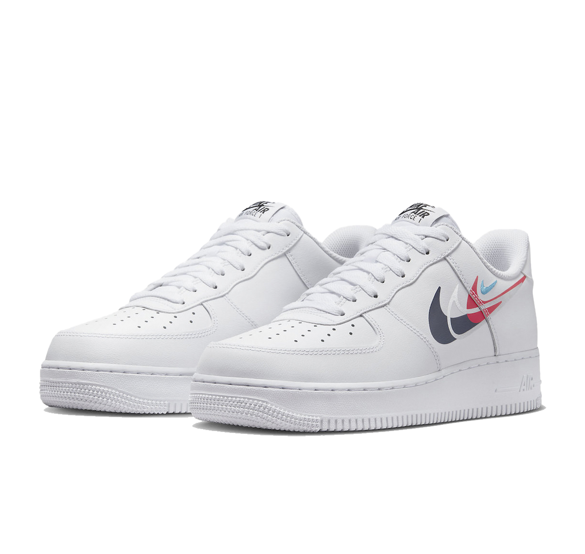 Nike Air Force 1 Low '07 Quadruple Swoosh White Navy Crimson - Imagen 2