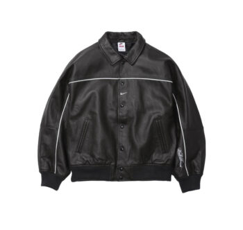 Supreme Nike Leather Varsity Jacket Black