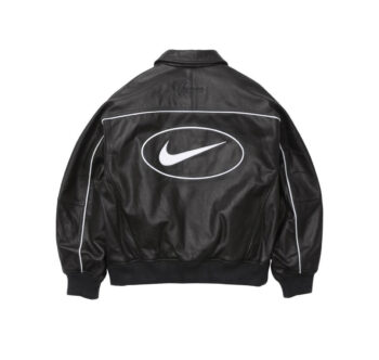 Supreme Nike Leather Varsity Jacket Black